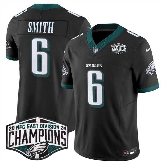 Men%27s Philadelphia Eagles #6 DeVonta Smith Black 2024 New NFC East Champions F.U.S.E. Vapor Untouchable Limited Stitched Jersey